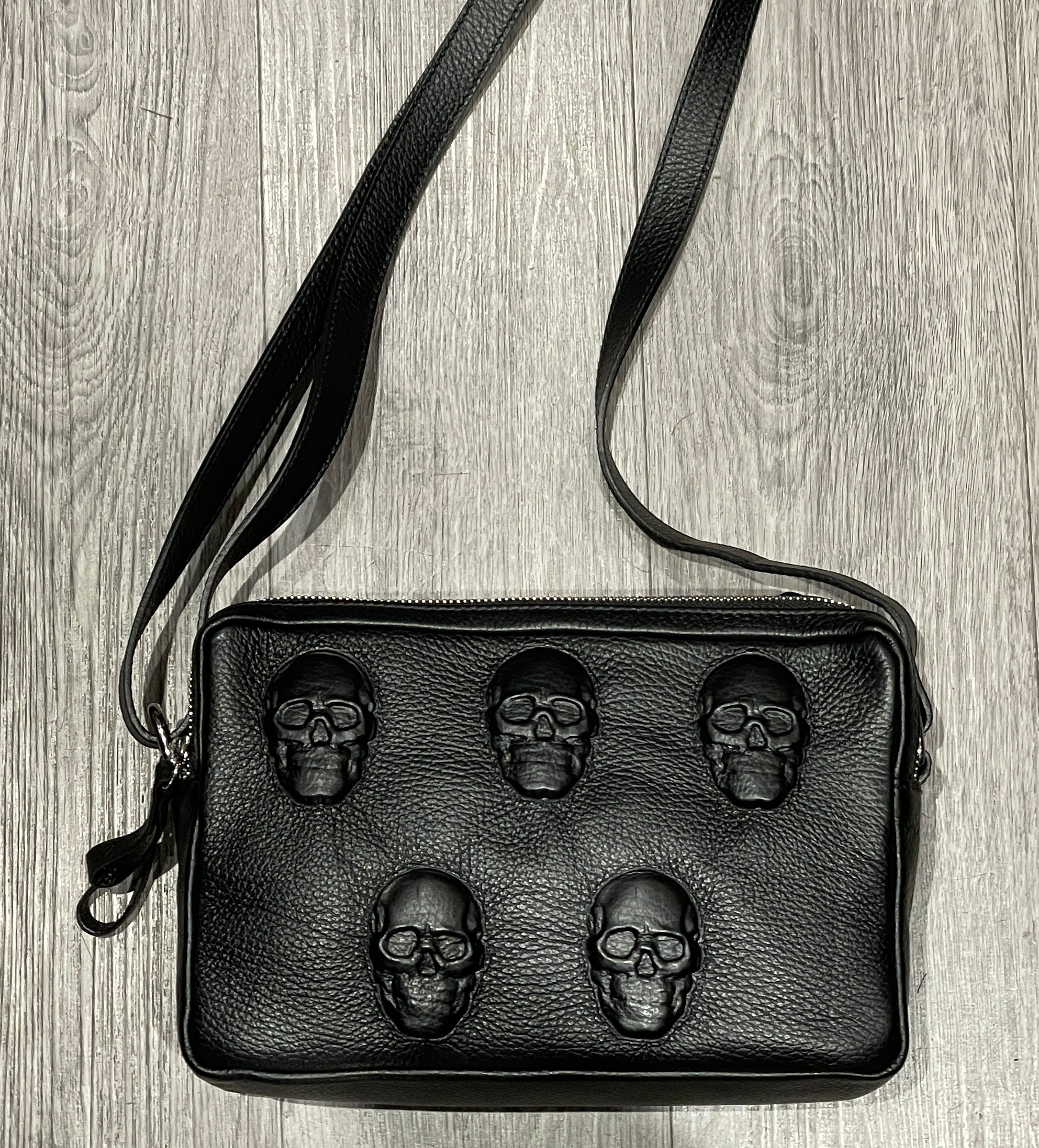 Black leather skull purse sale